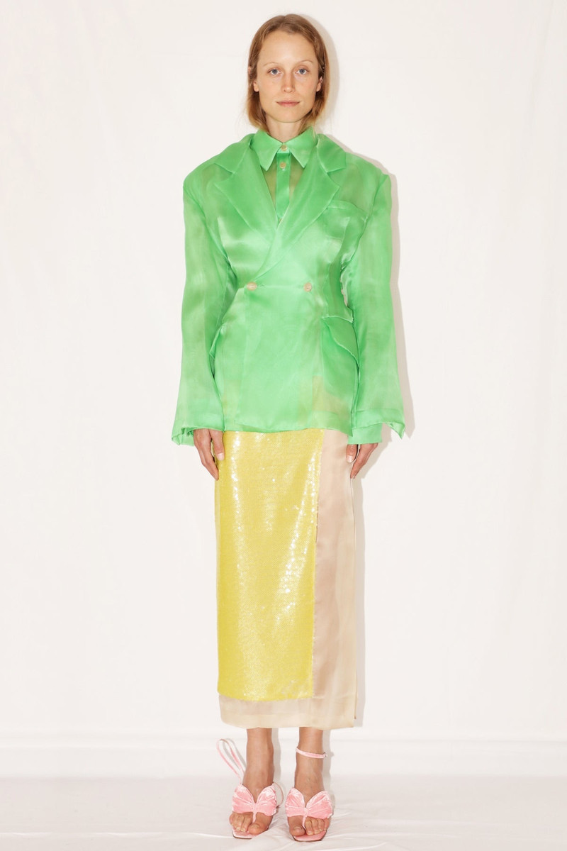 FITTED ORGANDY JACKET WITH BACK CUTOUT GREEN 2