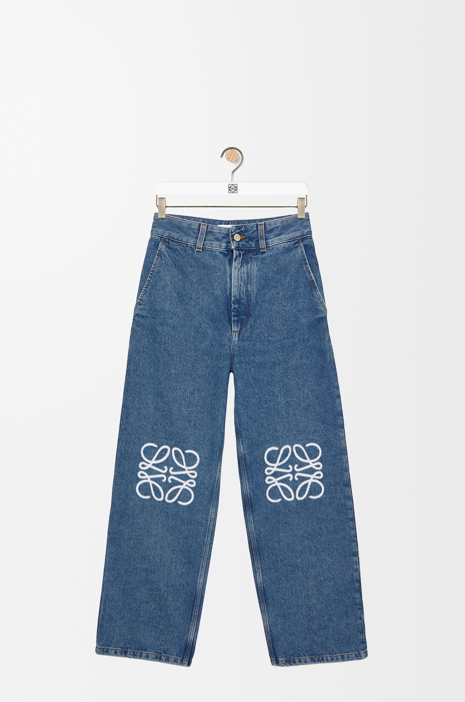 Anagram cropped jeans in denim - 1