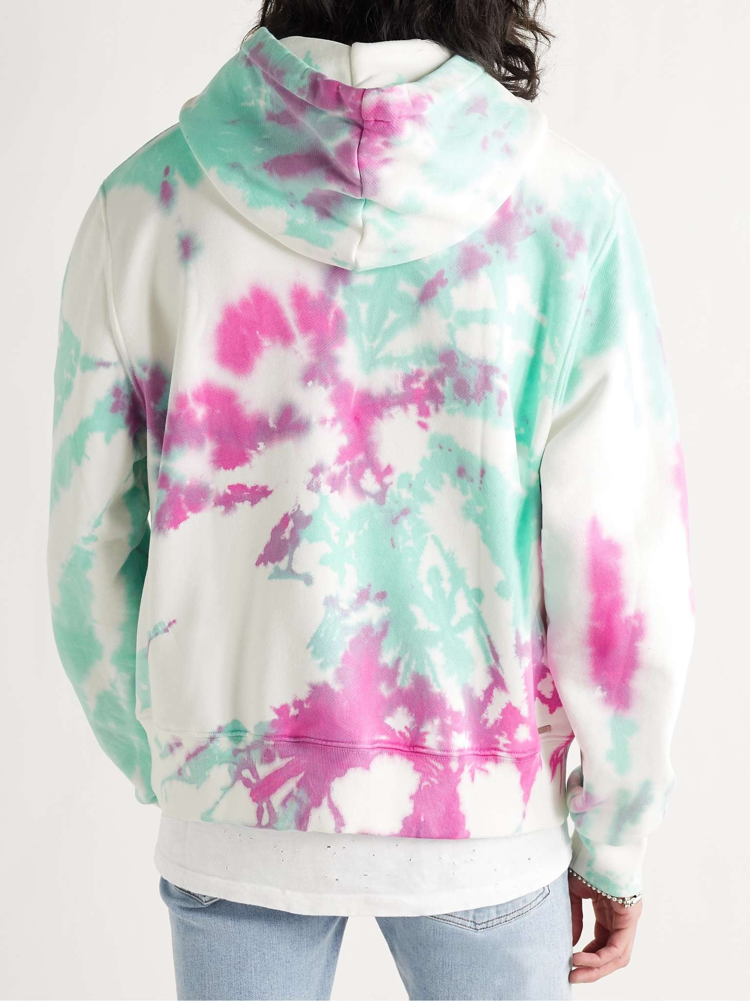 Logo-Flocked Tie-Dyed Loopback Cotton-Jersey Hoodie - 4