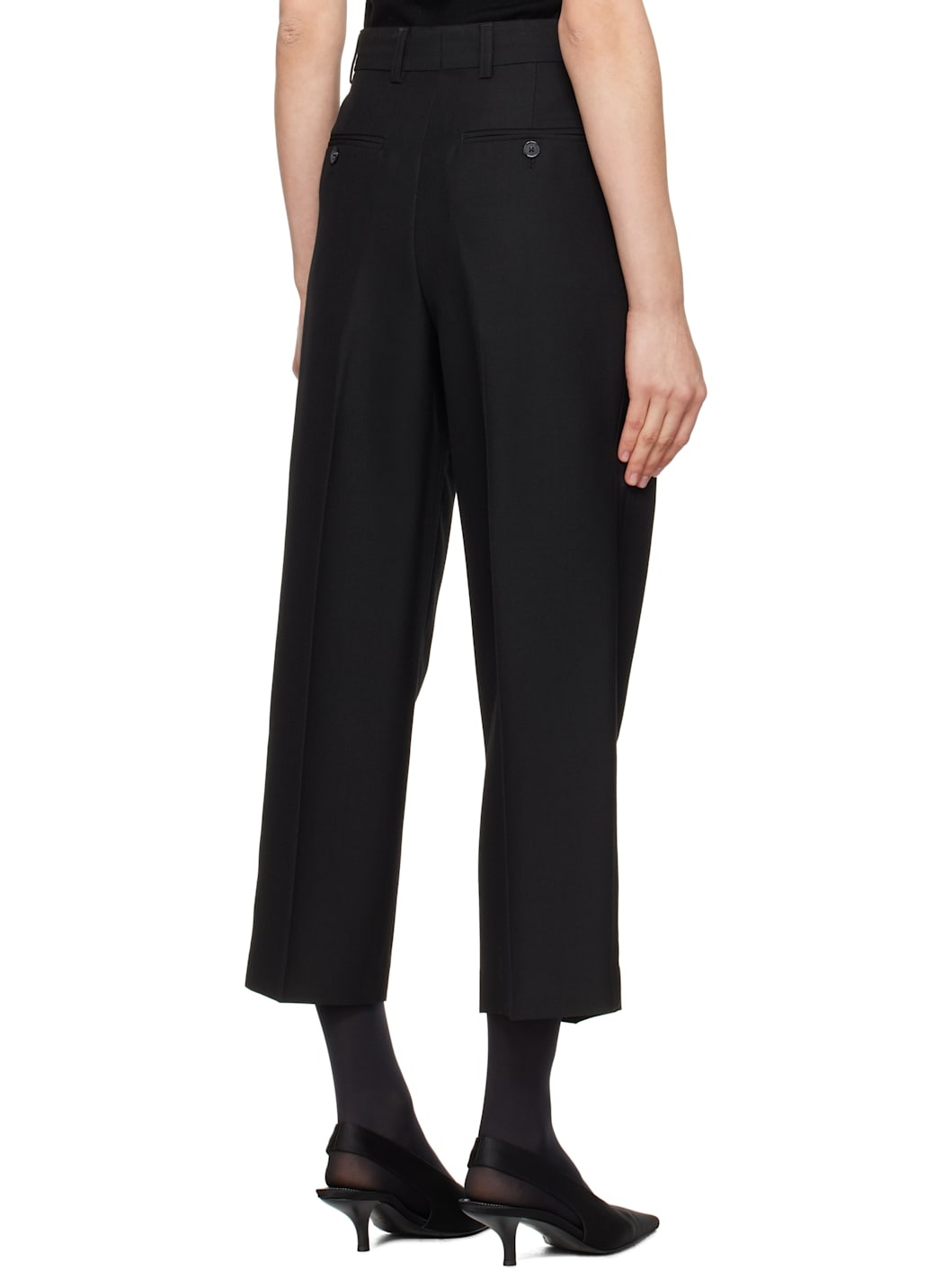 Black Pleated Straight Trousers - 3