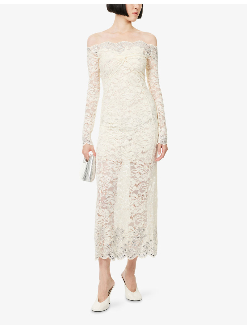 rabanne Off-The-Shoulder Long-Sleeve Lace Maxi Dress outlook