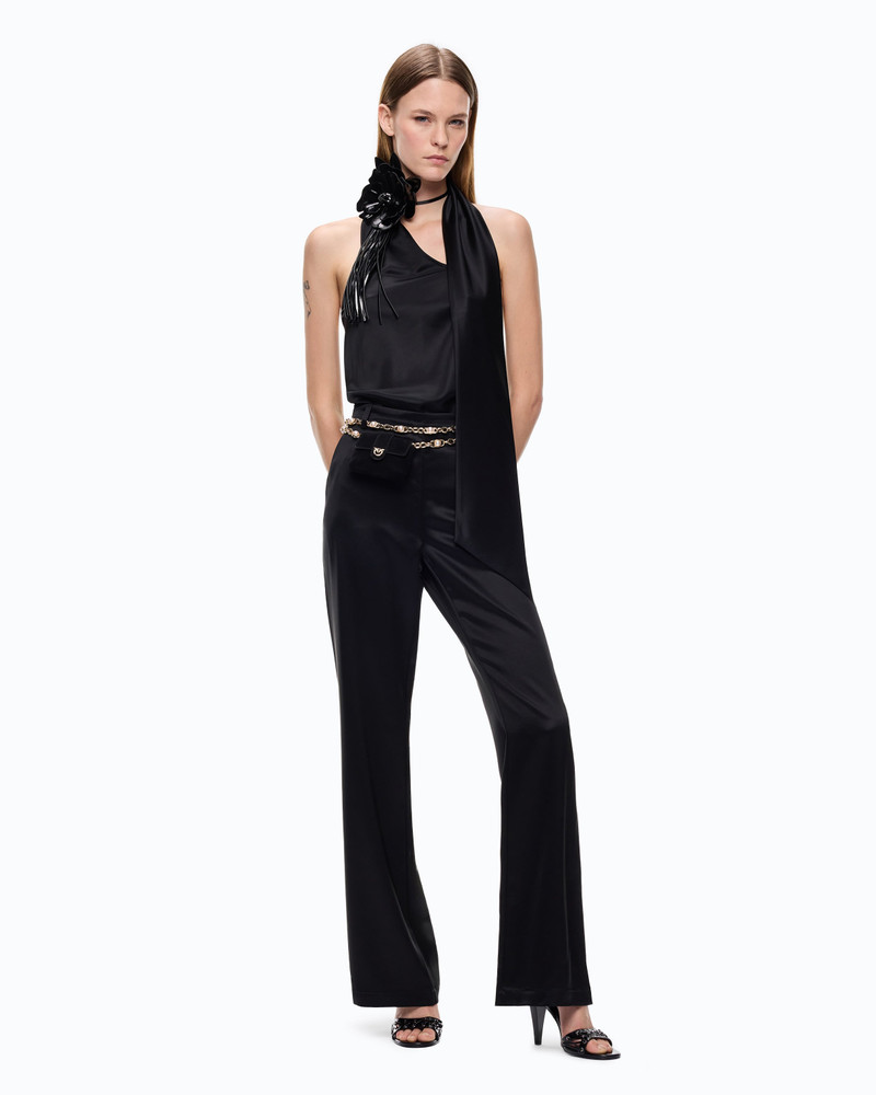 LONG SATIN JUMPSUIT WITH SASH 4