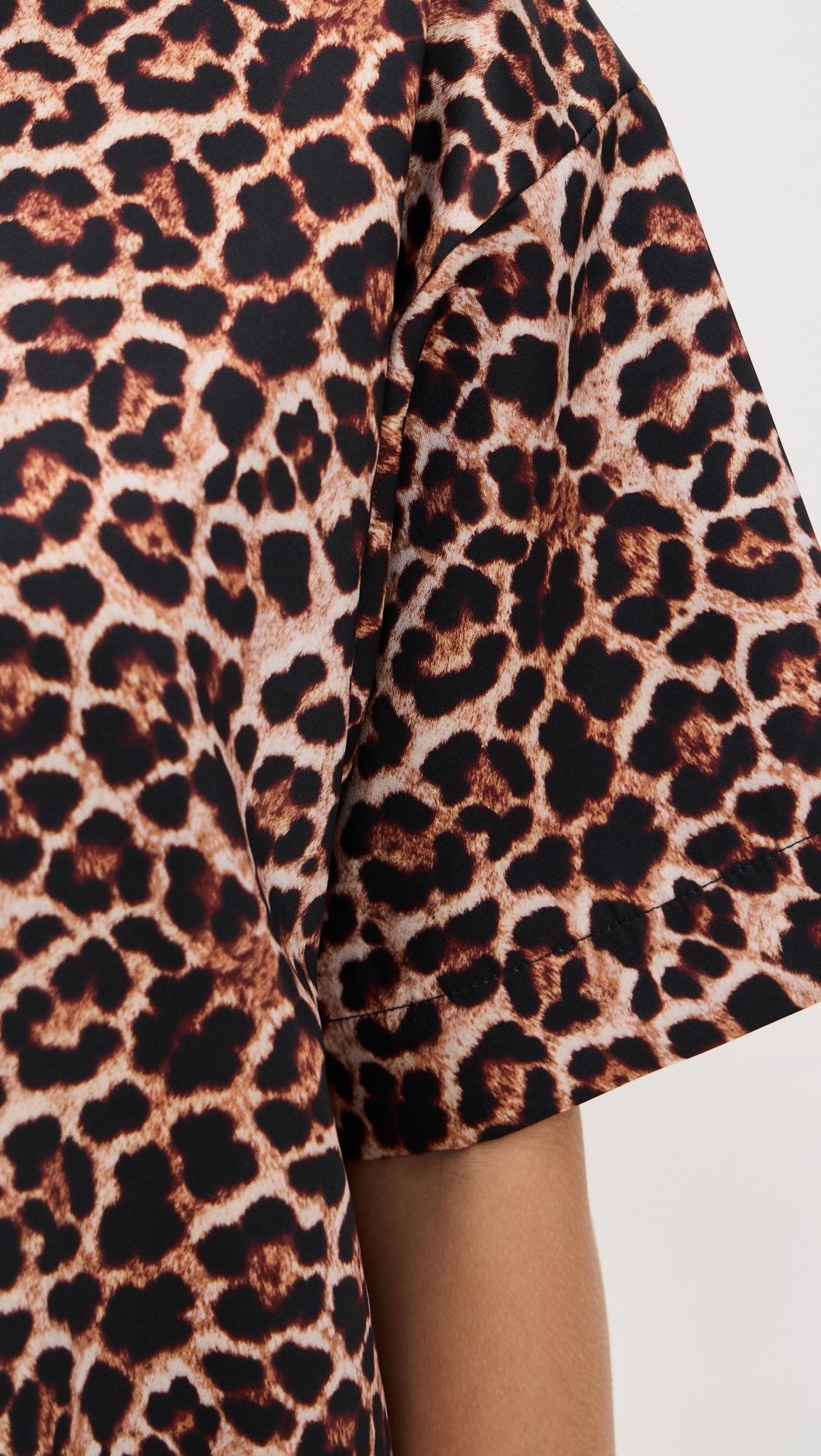 Bonded Satin Leopard Print T-Shirt Dress - 5