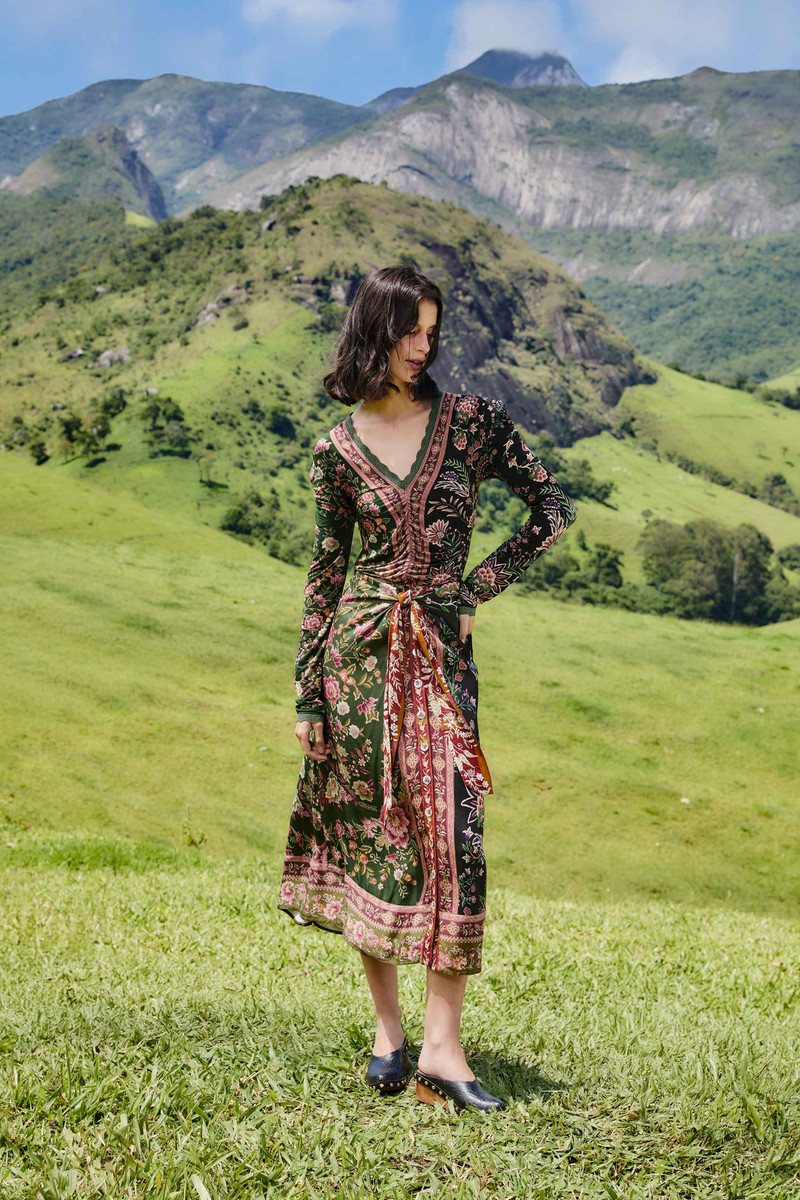 Mixed Winter Garden Lenzing™ Ecovero™ Viscose Midi Skirt 1