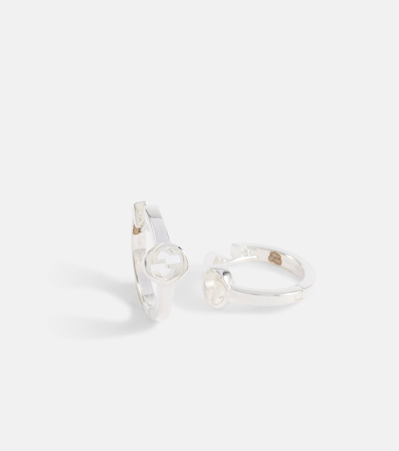 Interlocking G sterling silver hoop earrings 4