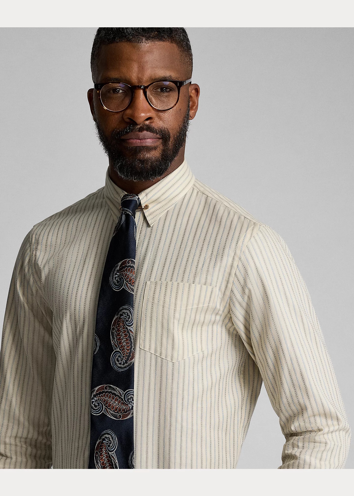 Slim Fit Striped Dobby Shirt - 5