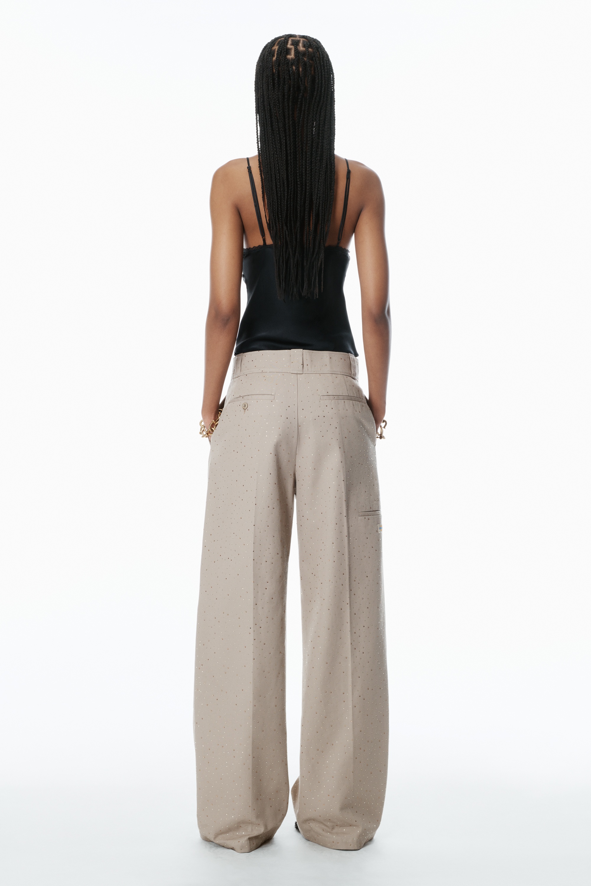 Crystal Hotfix Workwear-Inspired Pants - 4