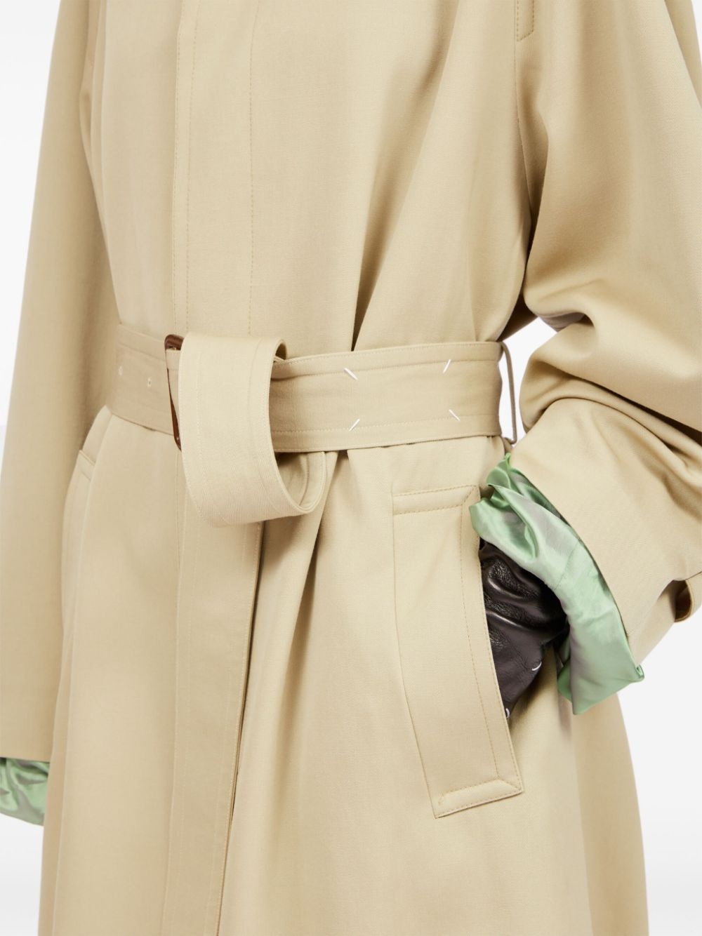spread-collar wool trench coat - 5