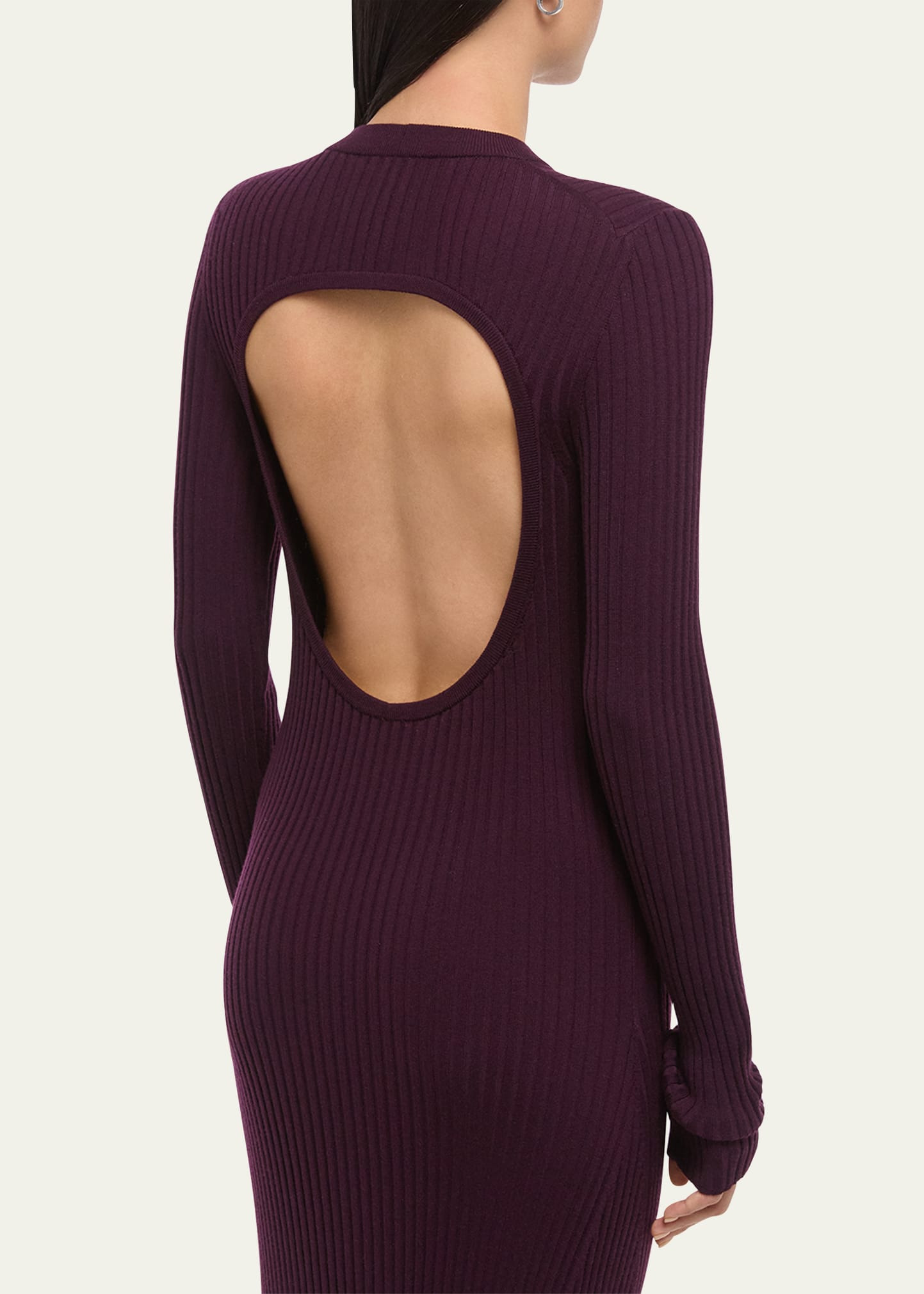 Open-Back Ribbed Wool Dress - 5