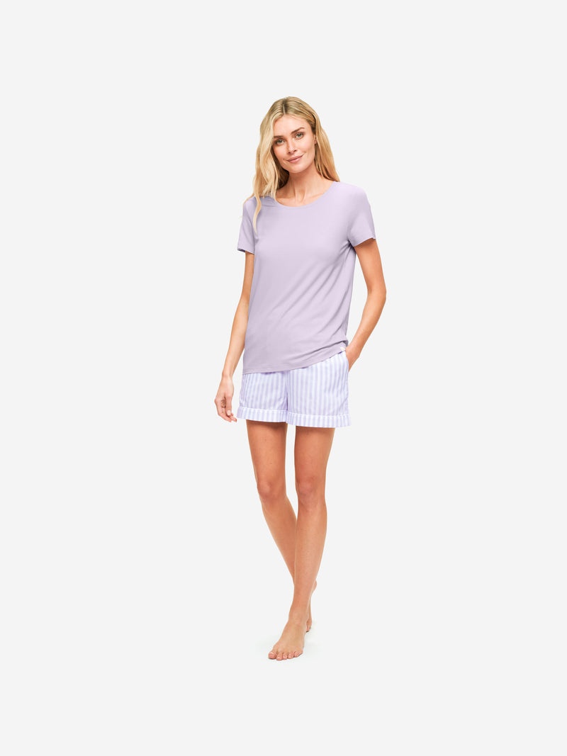 Women's Lounge Shorts Capri 19 Cotton Lilac - 3