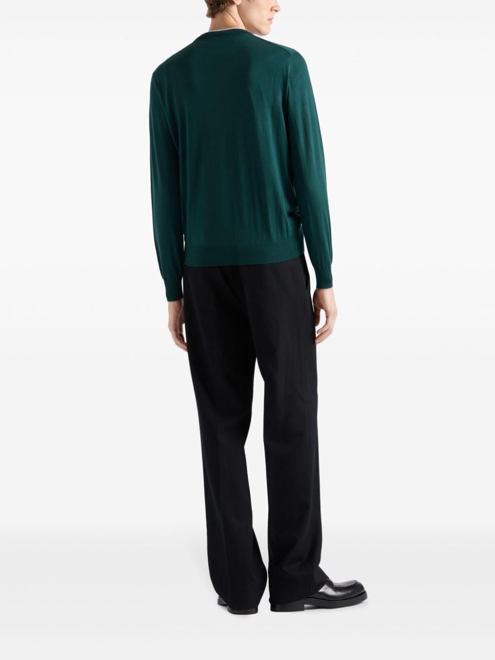 logo-embroidered wool jumper - 3