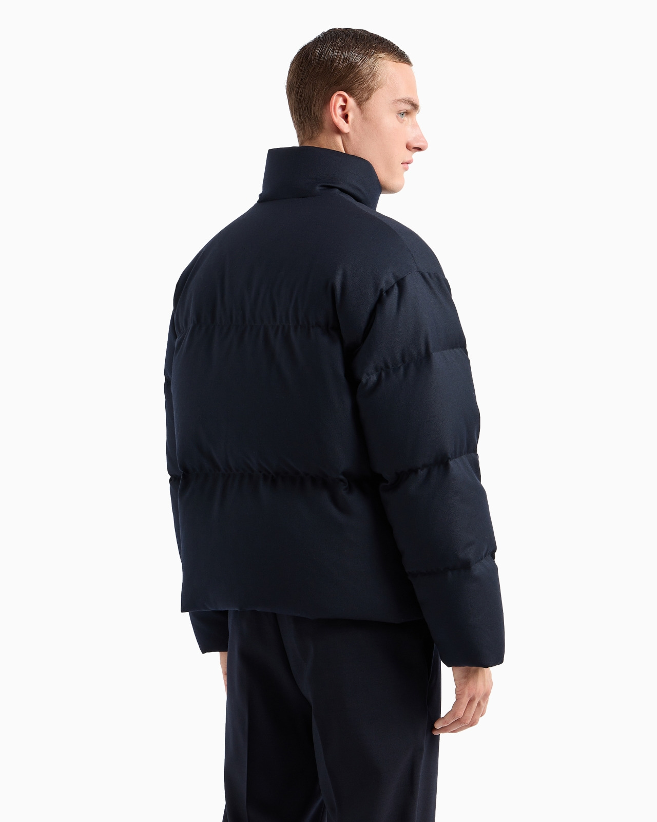 FULL-ZIP DOWN JACKET IN A QUILTED WOOL-BLEND TWILL - 3