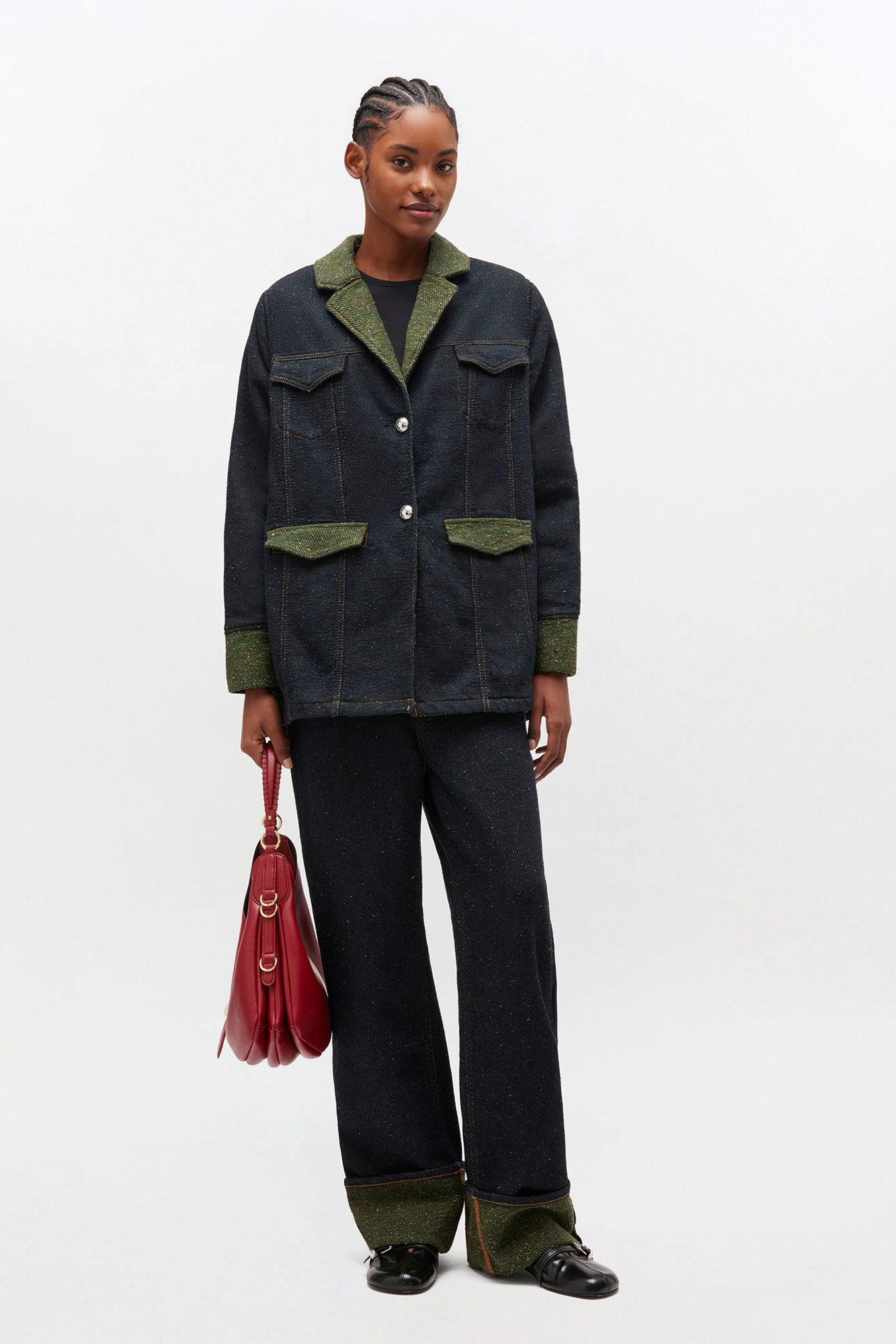 TWILL DENIM OVERSIZED BLAZER - 2