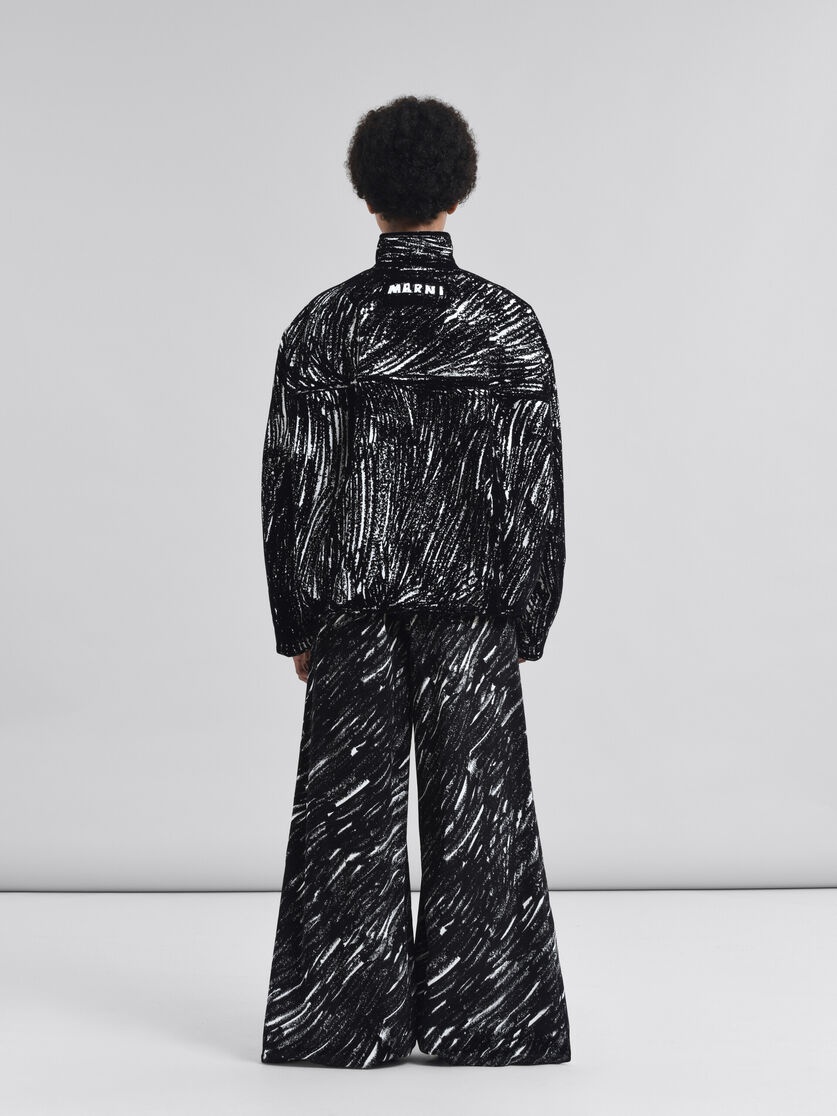 BLACK FLOCKED COTTON PADDED JACKET WITH CRAYON PRINT - 3