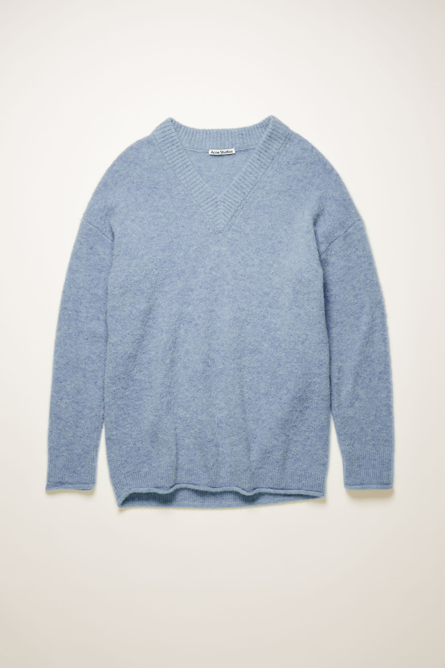 Oversized v-neck sweater dusty blue - 1