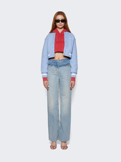 Givenchy Cropped Wool Varsity Jacket Light Blue outlook