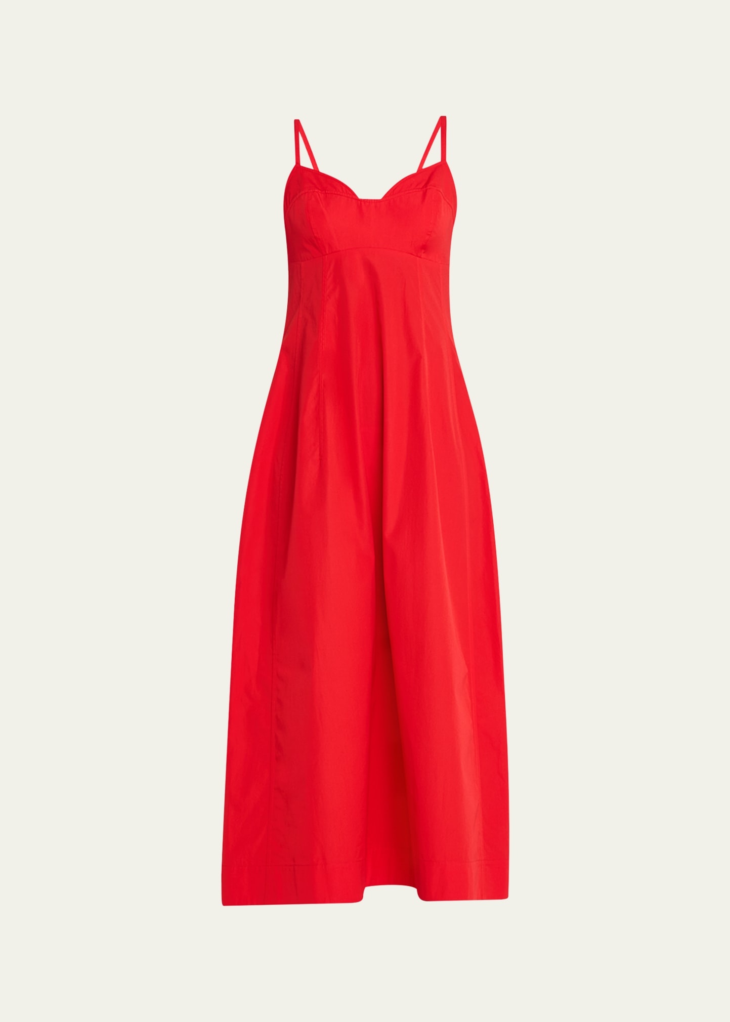Bustier-Cut Sleeveless Cotton Midi Dress - 1