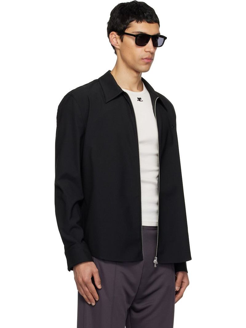 Black Zipped Twill Shirt Jacket 2