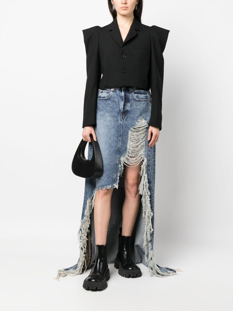 VETEMENTS distressed denim maxi skirt outlook