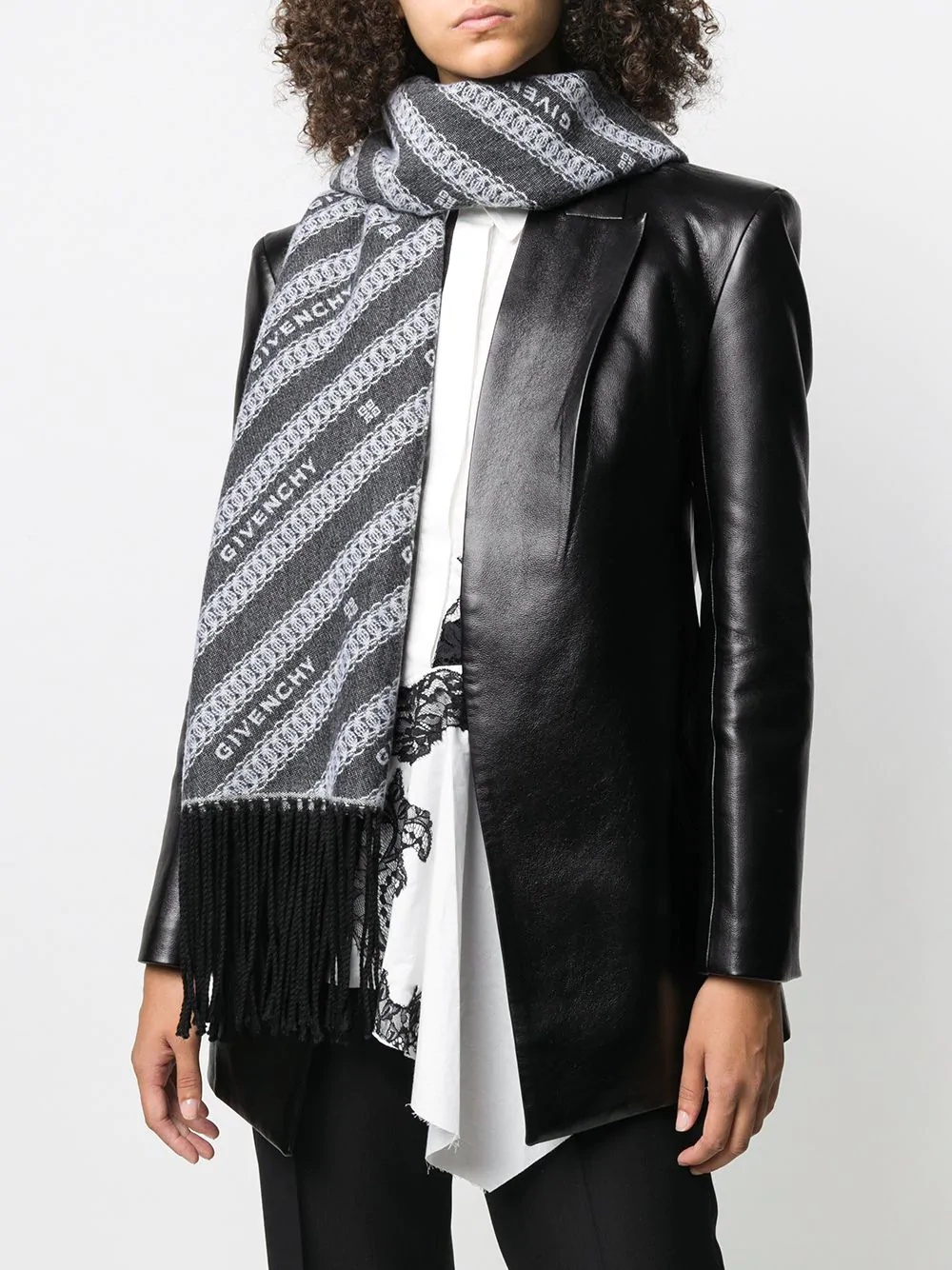 chain-pattern logo scarf - 2