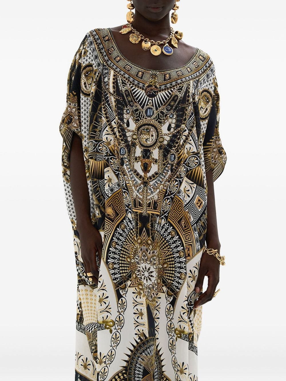 Temples of Dendara-print kaftan dress - 4