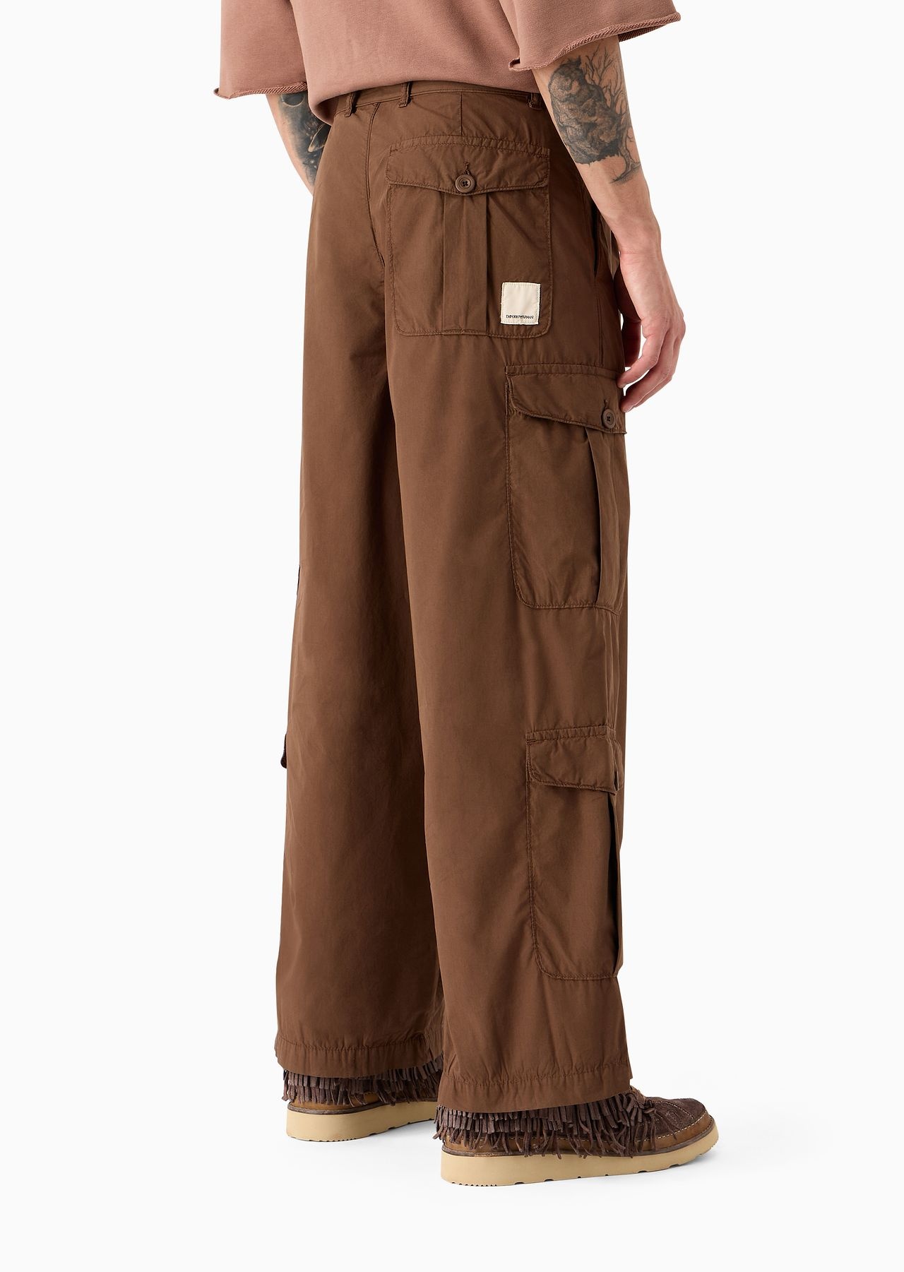 Emporio Armani Sustainability Values Capsule Collection garment-dyed organic poplin cargo trousers - 3