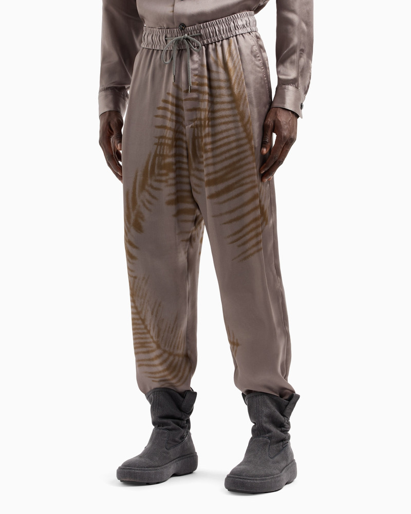GIORGIO ARMANI DRAWSTRING TROUSERS IN PRINTED CUPRO outlook