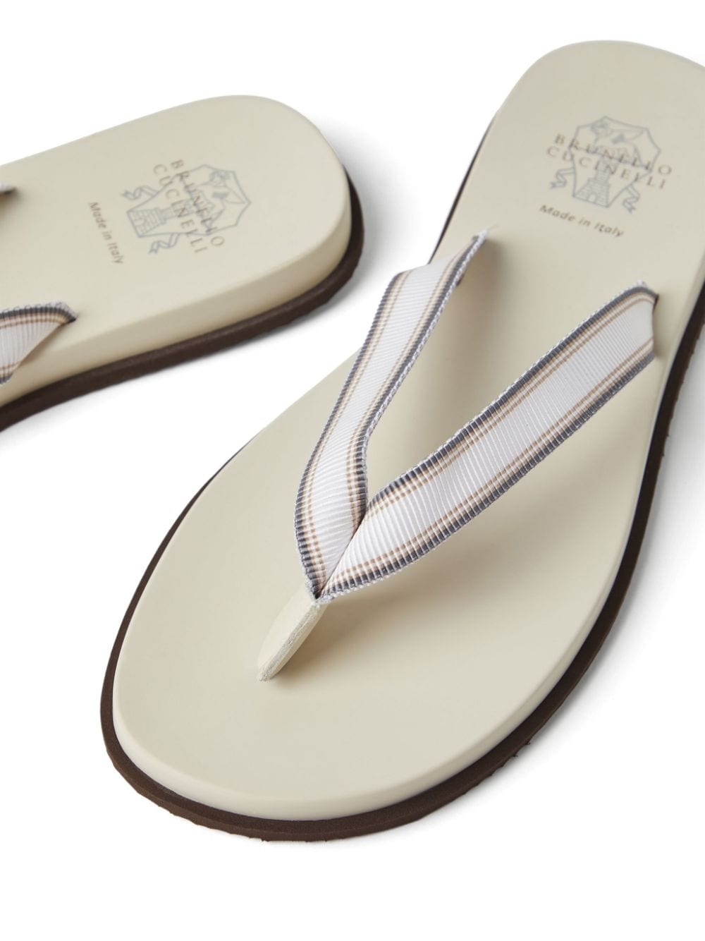 striped leather flip flops - 4
