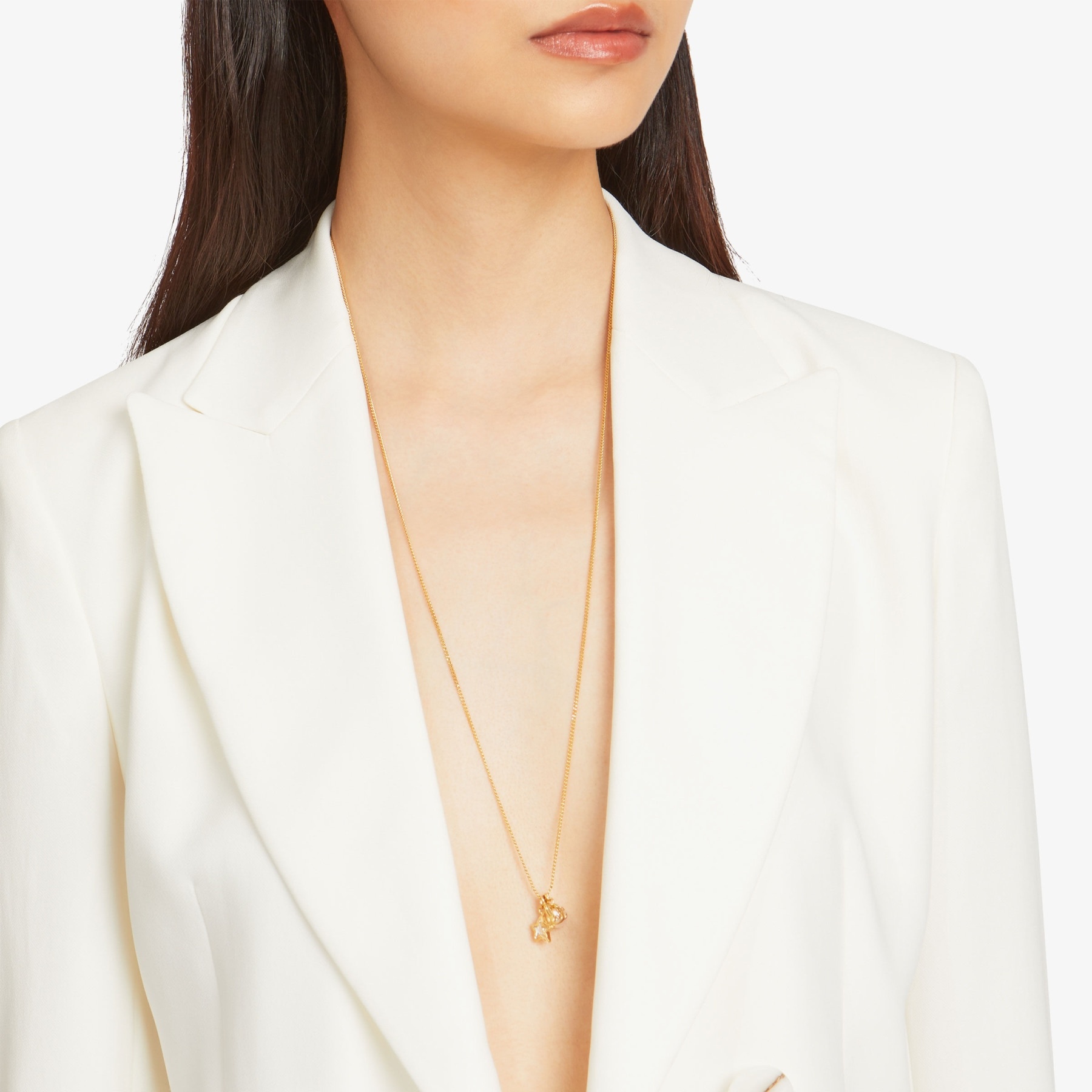 Charm Necklace
Gold-Finish Metal Necklace with Swarovski Crystal Star, Pearl and JC Monogram - 6