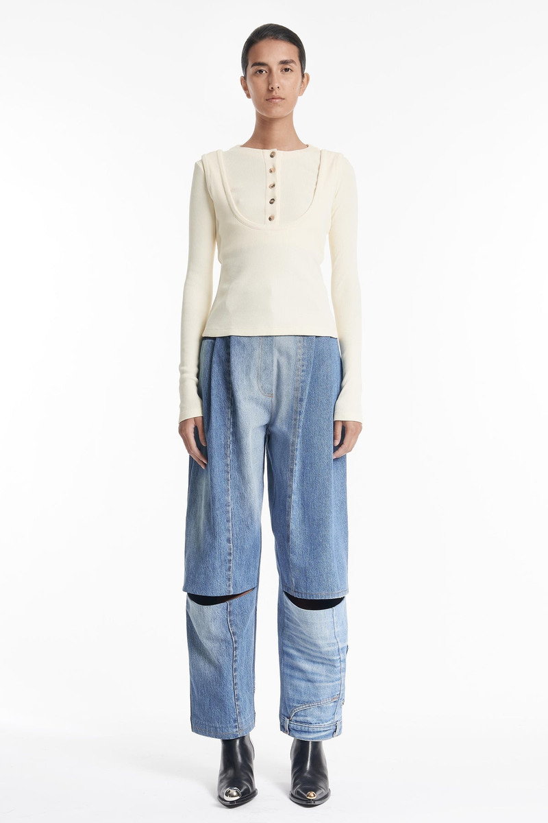 DOUBLE TOP EFFECT JERSEY TOP IVORY 1