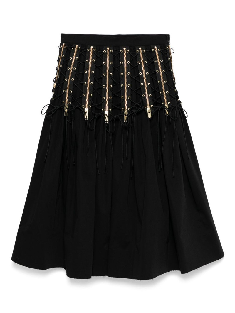 zipped lace-up midi skirt 1