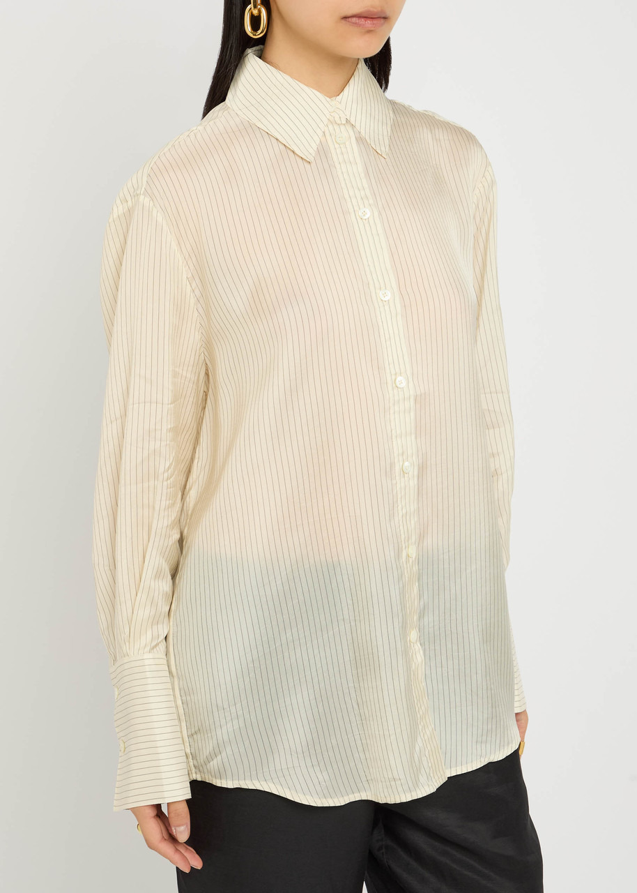 Anine Bing Bridget Pinstriped Satin Shirt - 6
