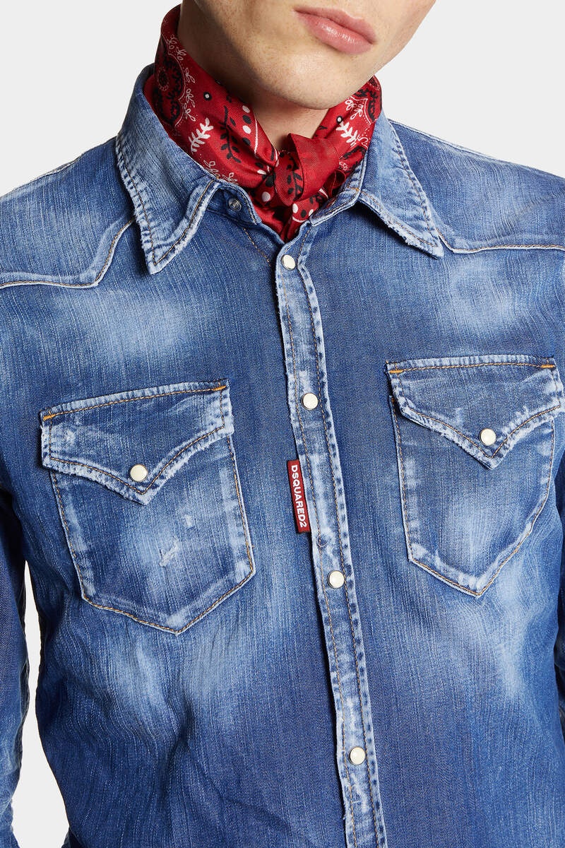 DSQUARED2 MEDIUM WASH CLASSIC WESTERN SHIRT | REVERSIBLE