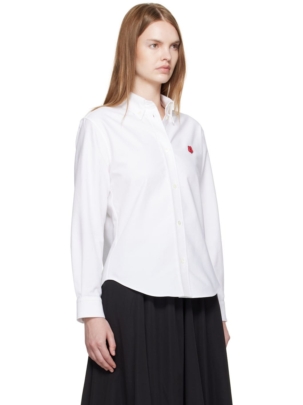 White Kenzo Paris 'Boke Flower' Embroidered Fitted Shirt - 2