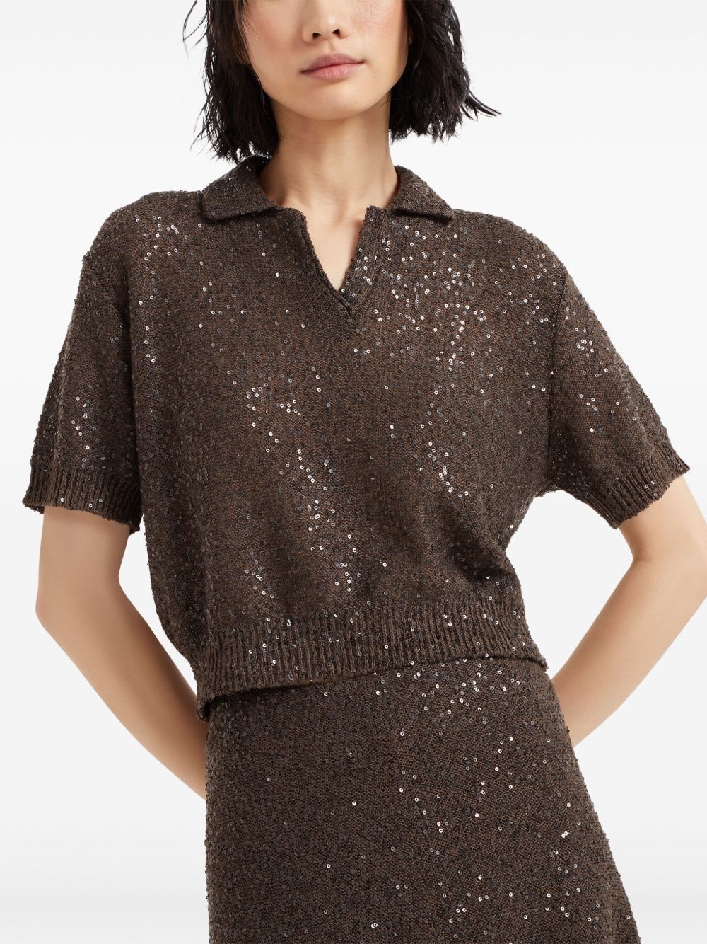 sequinned polo top - 3