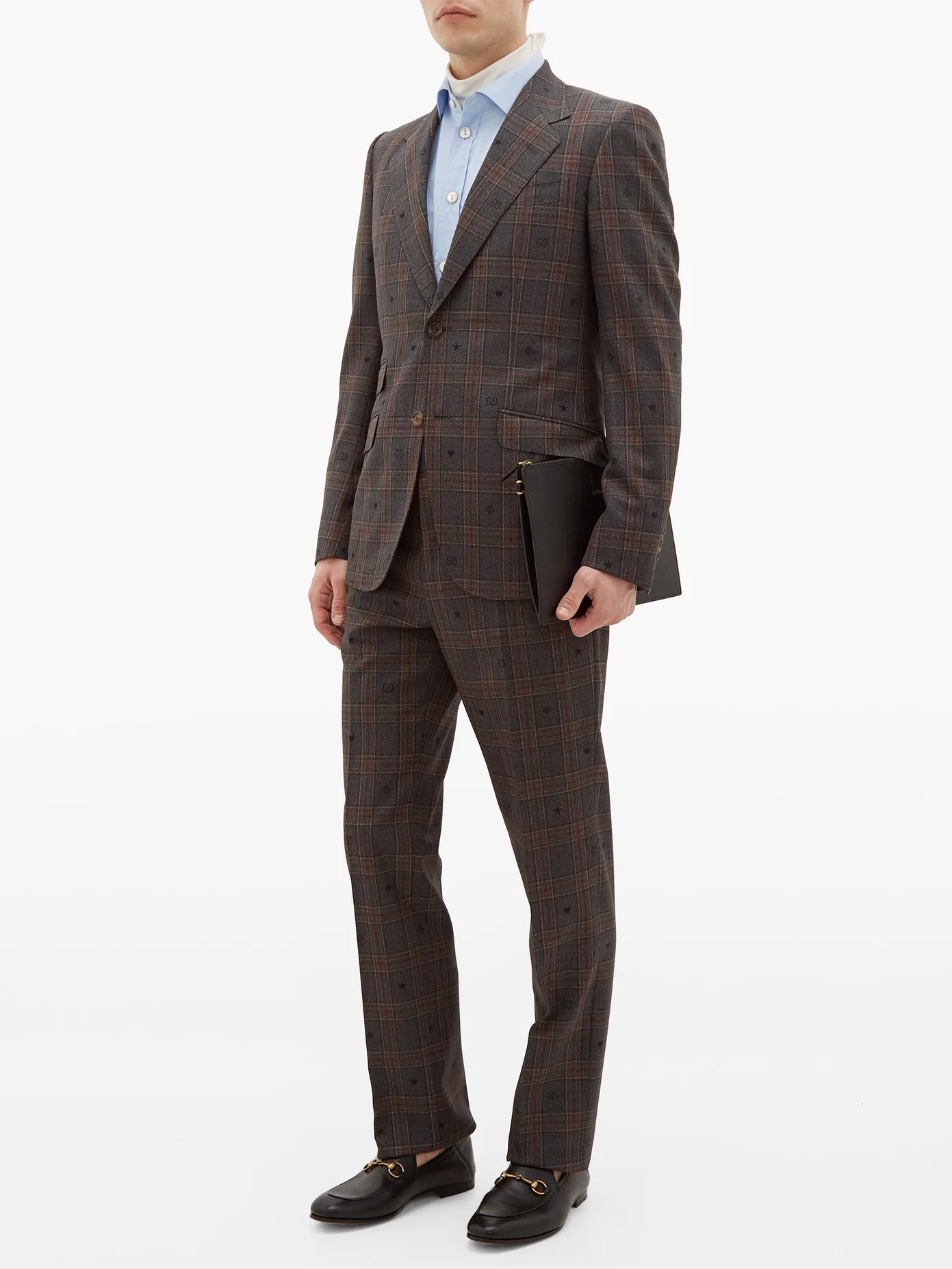 Jacquard-motif checked wool two-piece suit - 2