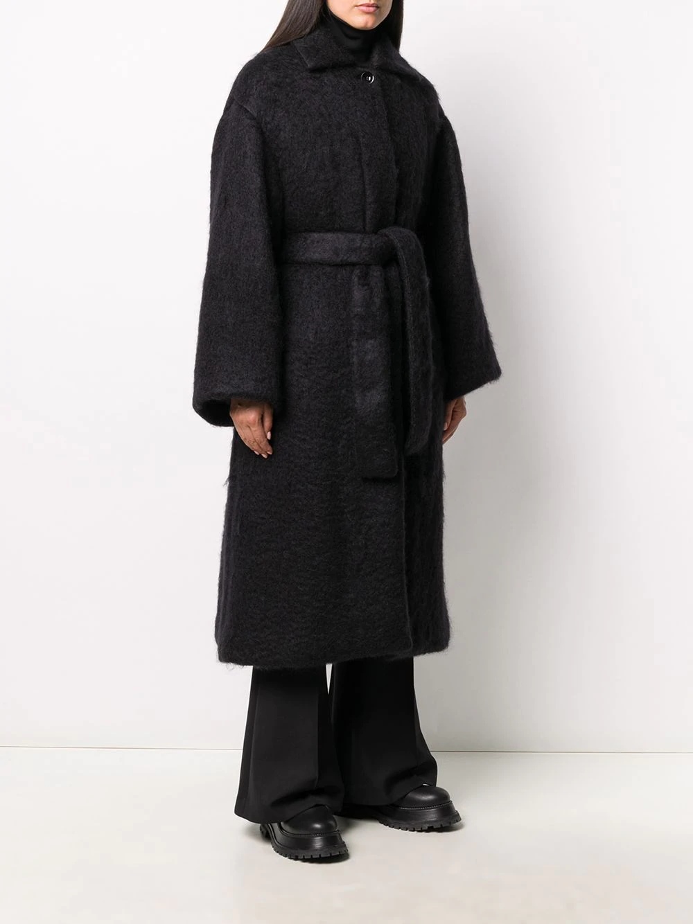 oversized belted wool coat - 3