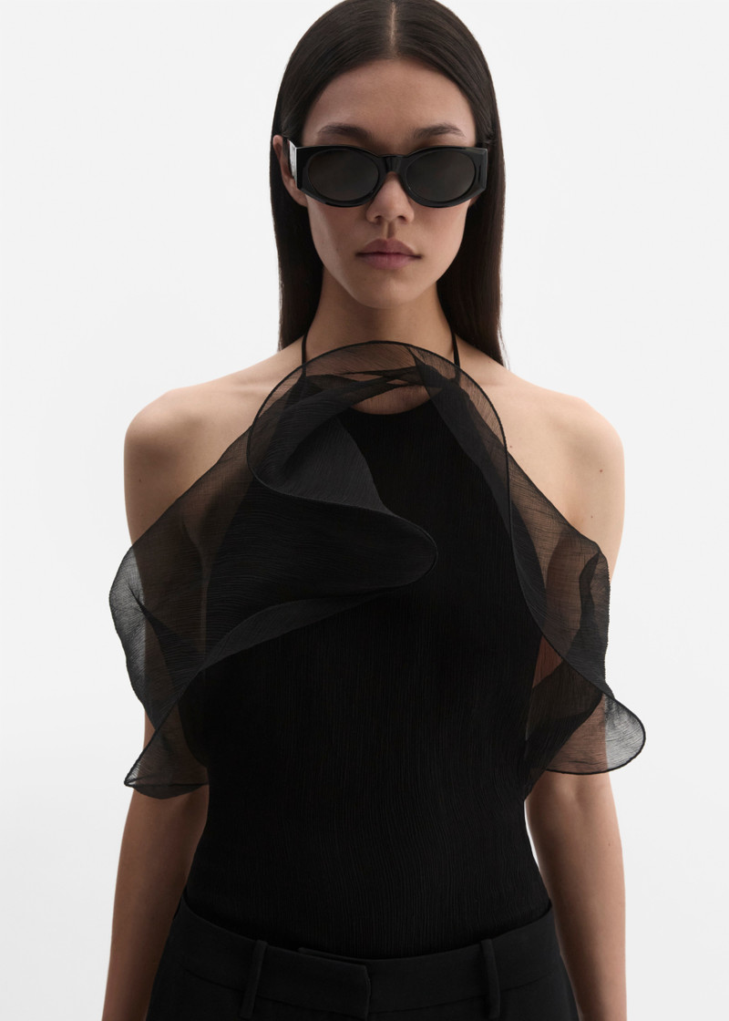MAGDA BUTRYM Silk organza bodysuit in black outlook