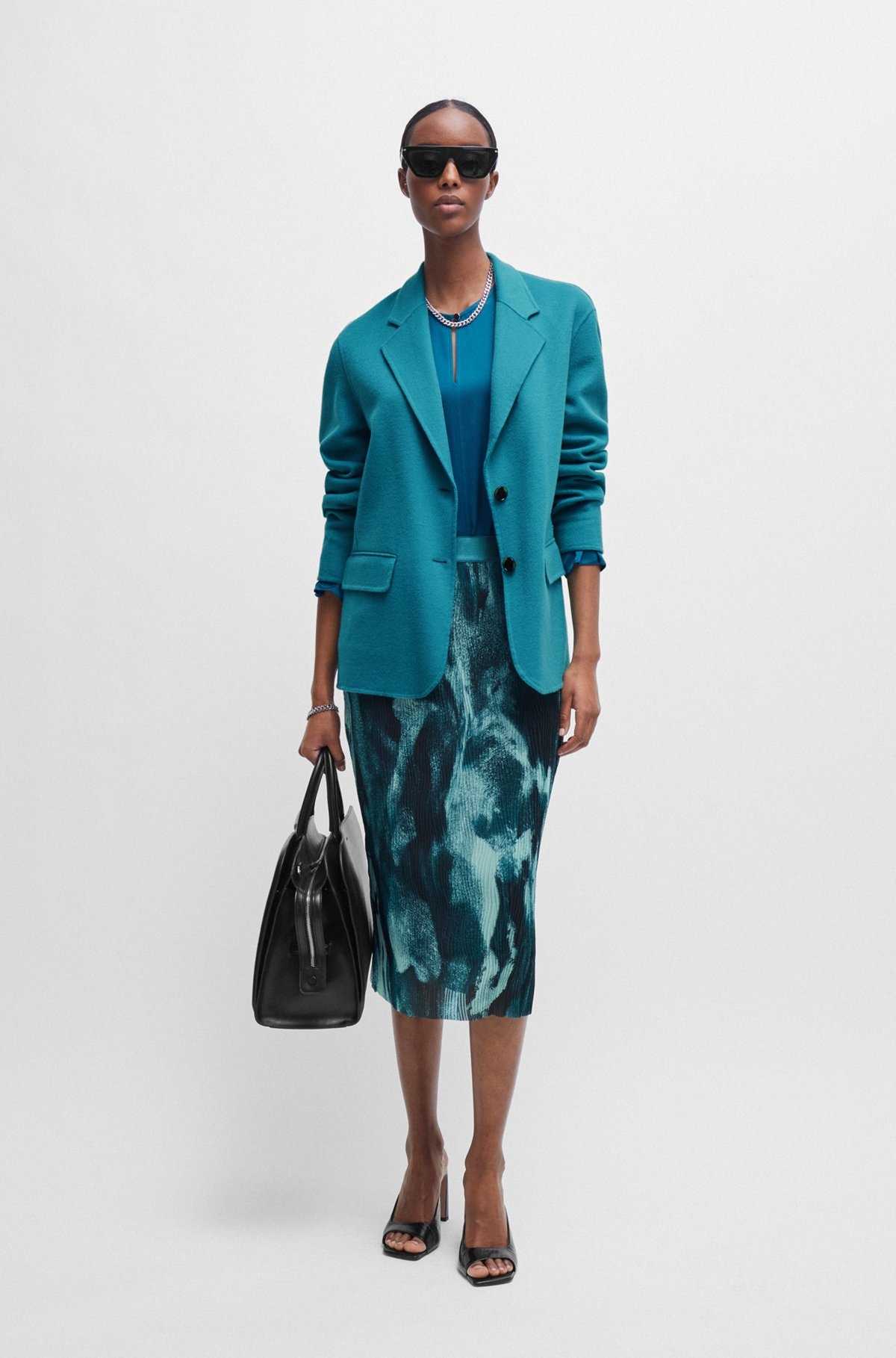 STRETCH-TULLE SLIM-FIT SKIRT WITH SEASONAL PRINT - 3