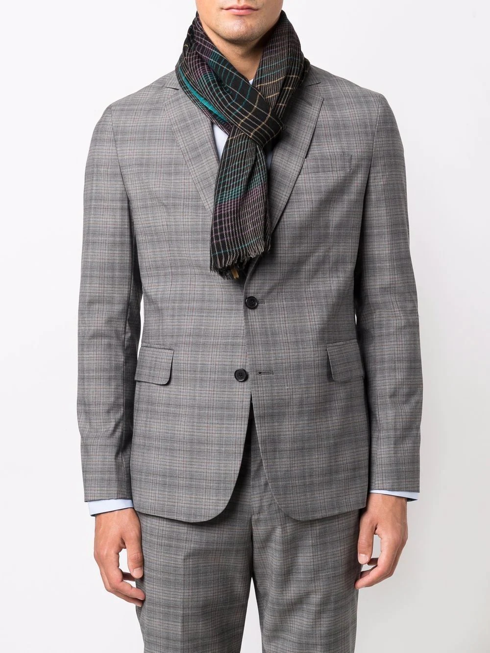 plaid-check pattern scarf - 2