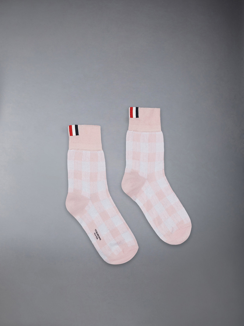 GINGHAM CHECK JACQUARD 4-BAR ANKLE SOCKS 1