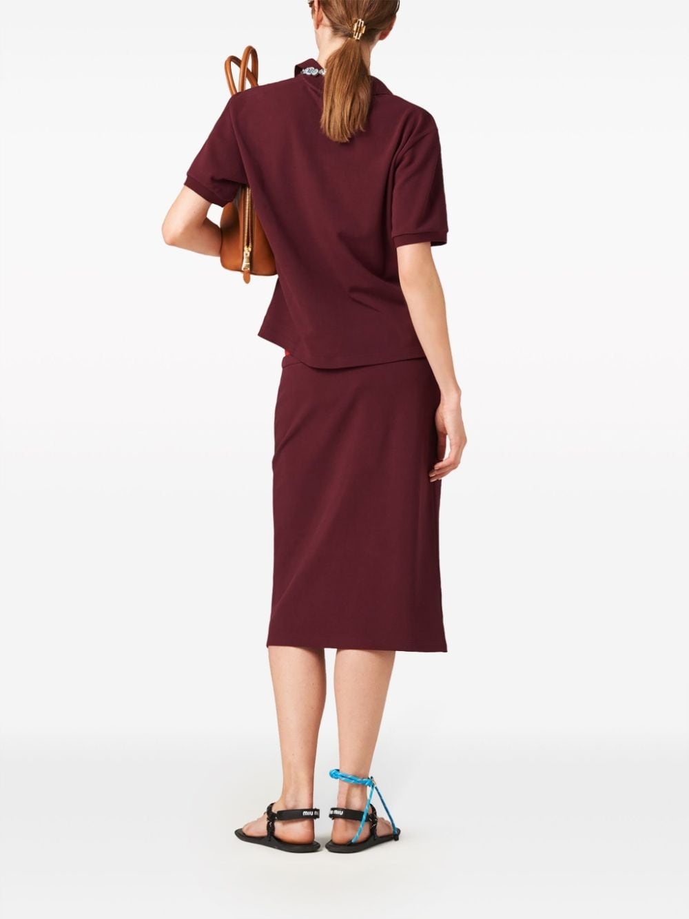 logo-embroidered piquÃ© skirt - 3