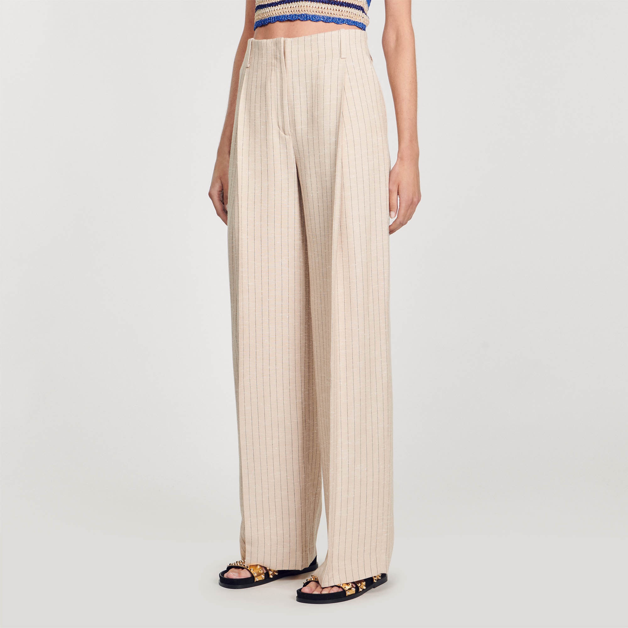 WIDE-LEG STRIPED FLOATY TROUSERS - 5
