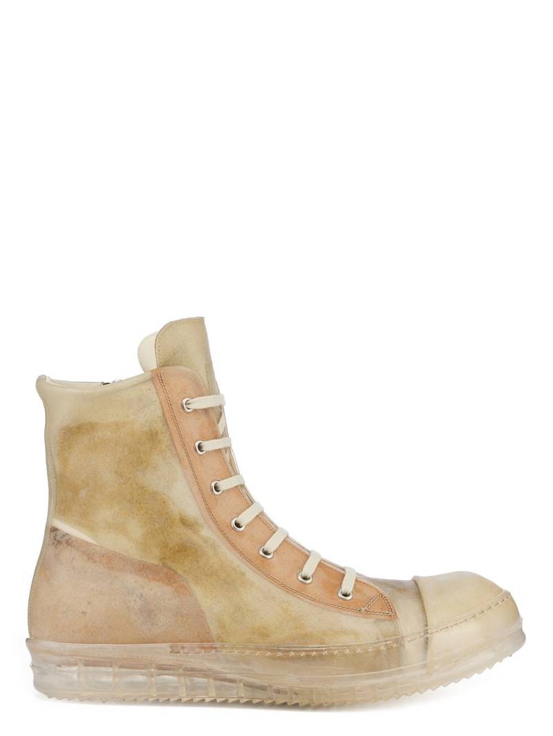 Beige Distressed Effect High Top Sneakers - 1