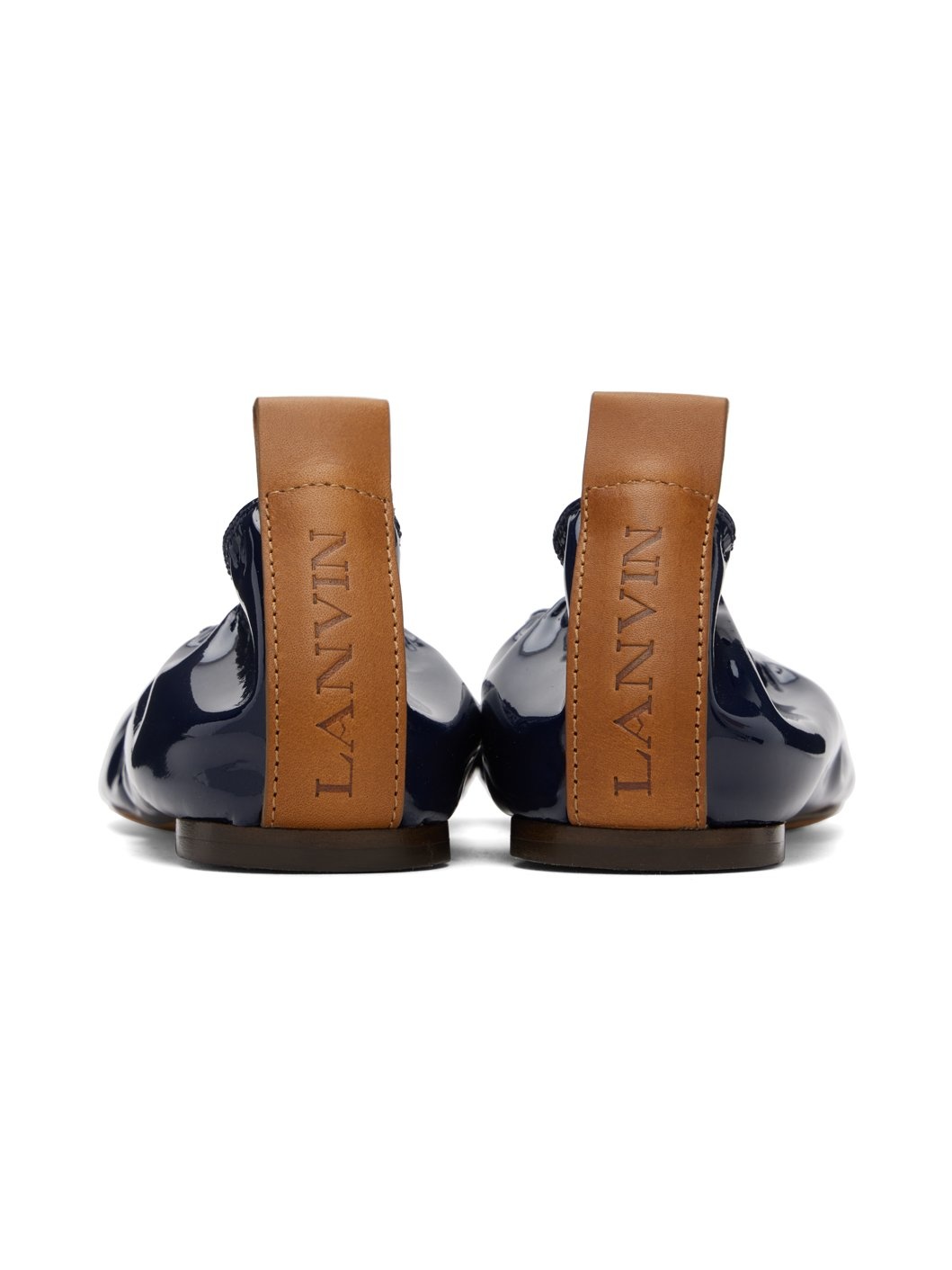 Navy Patent Leather Ballerina Flats - 2