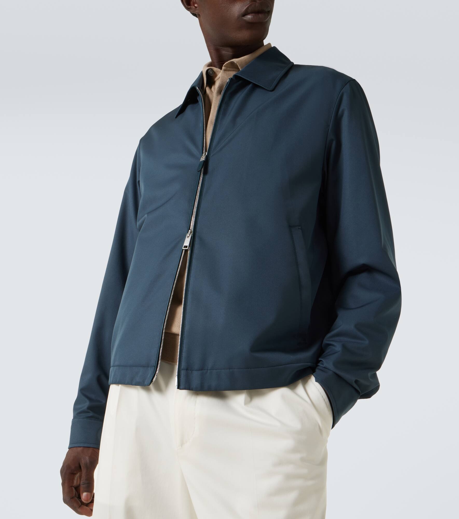 Leather-trimmed blouson - 5