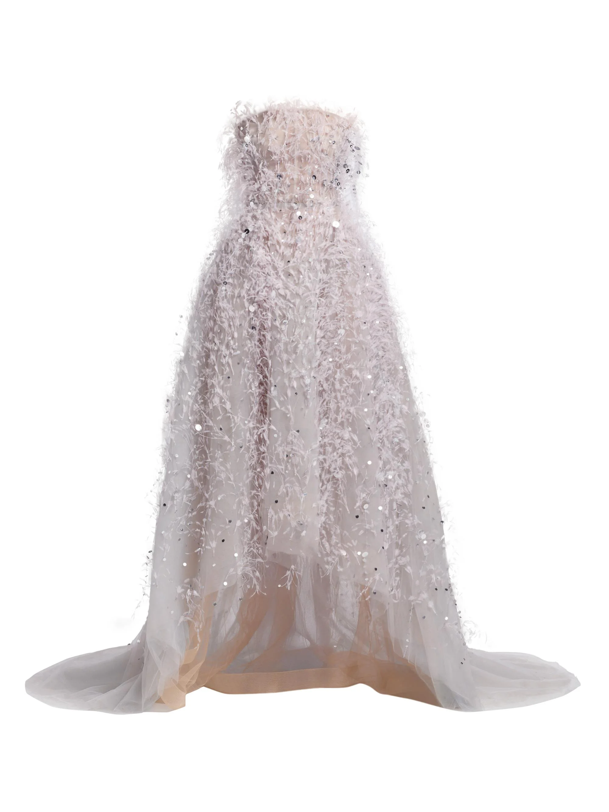 Women's Point D'Esprit Strapless Ballgown - Light Grey - 1