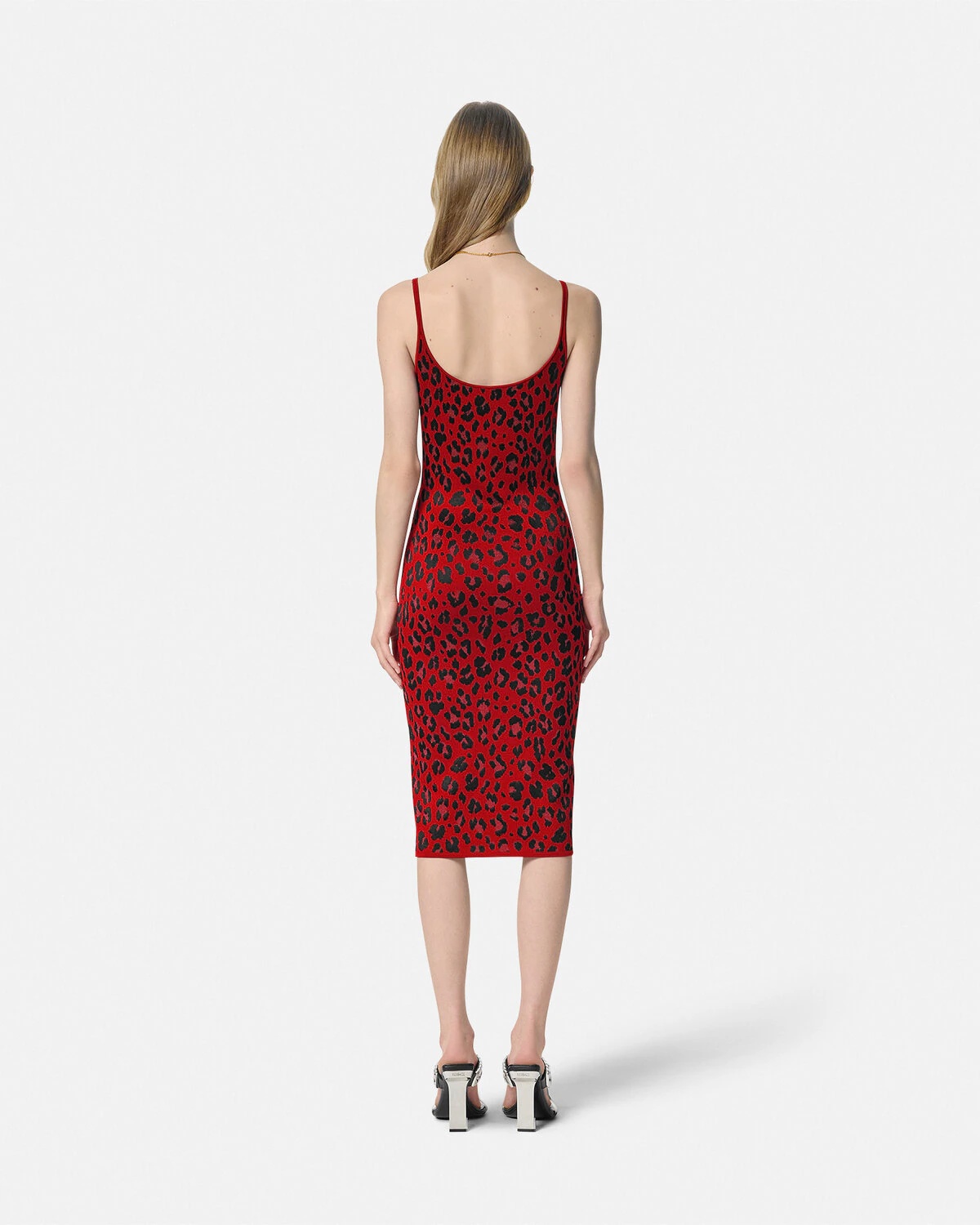 Leopard Lurex Fitted Knit Midi Dress - 5