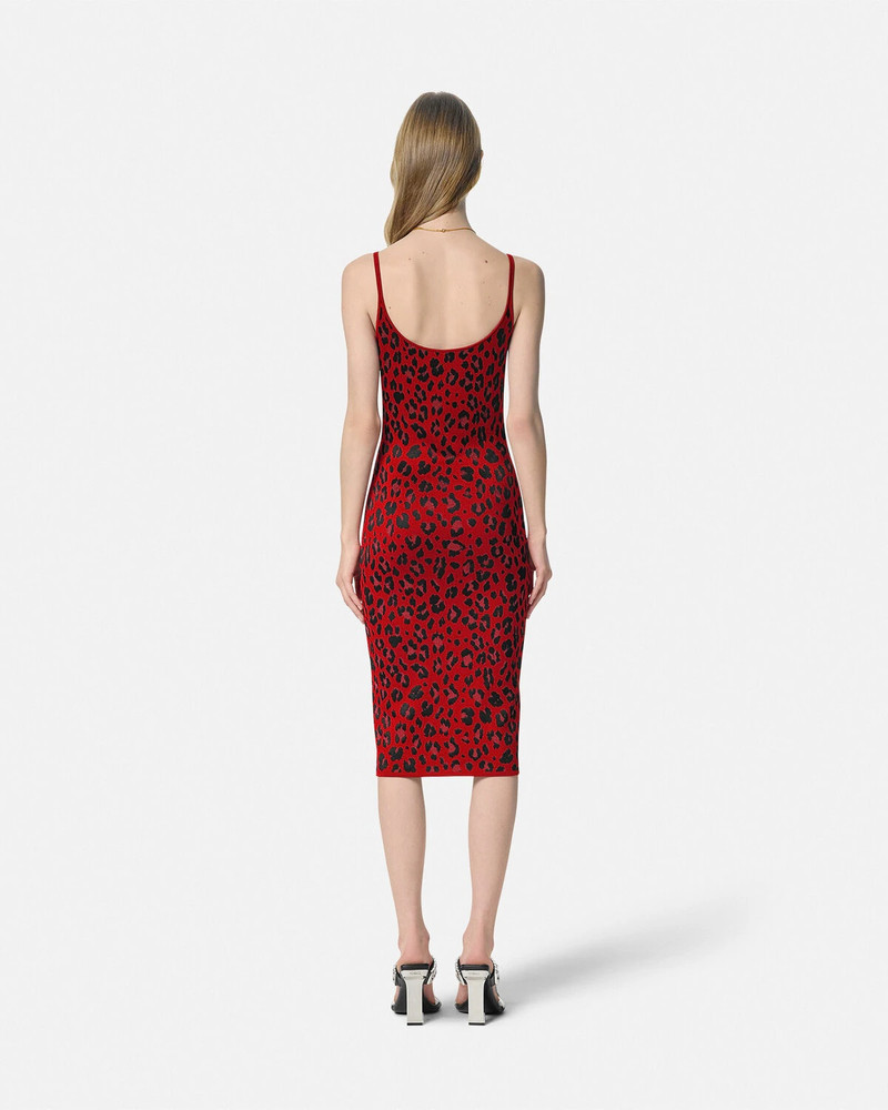 Leopard Lurex Fitted Knit Midi Dress 5