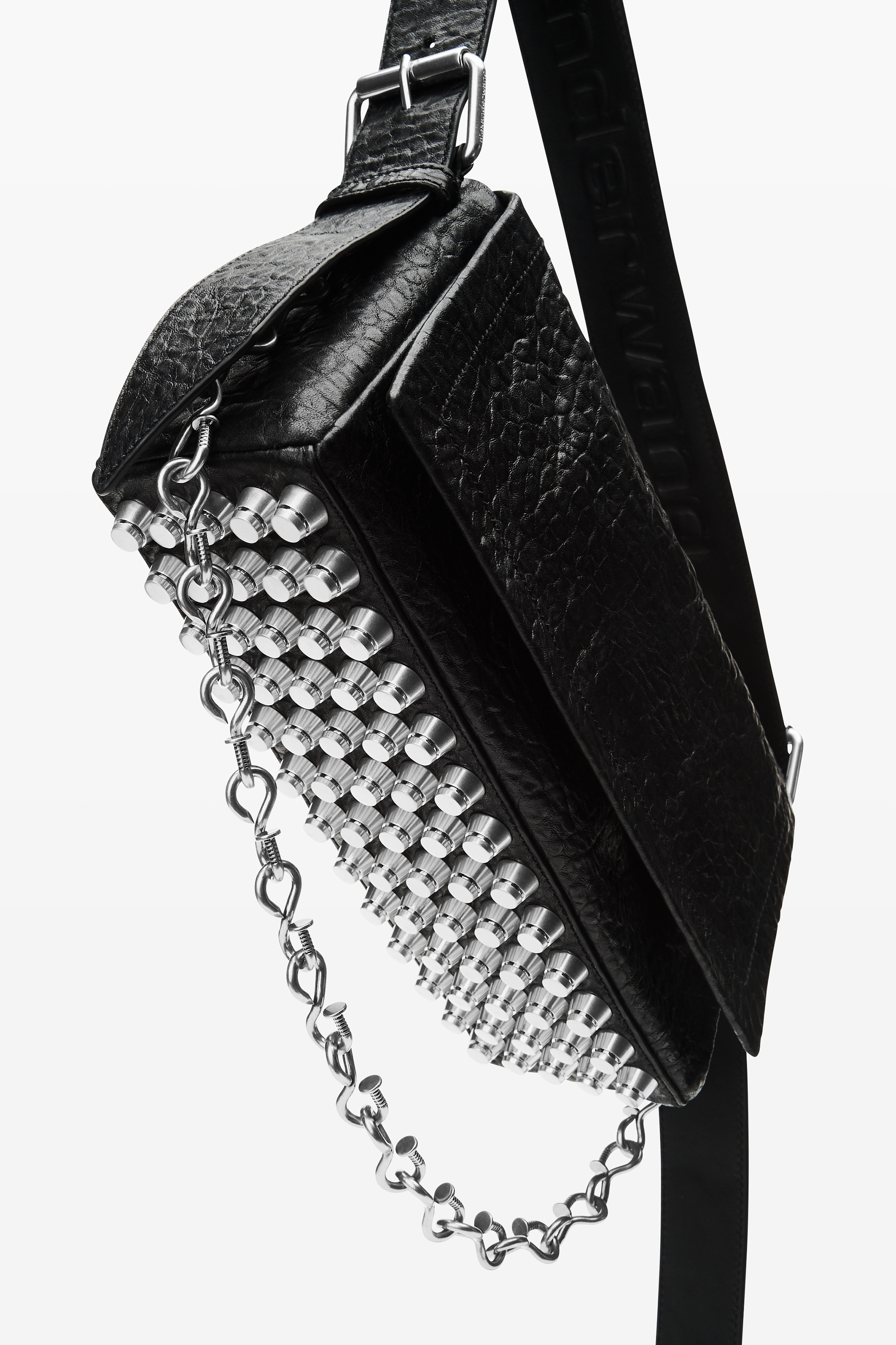 Black Leather Ricco Medium Flap Bag - 5